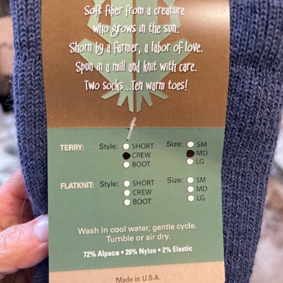 Alpaca Crew Socks Blue - Picture 2 of 3
